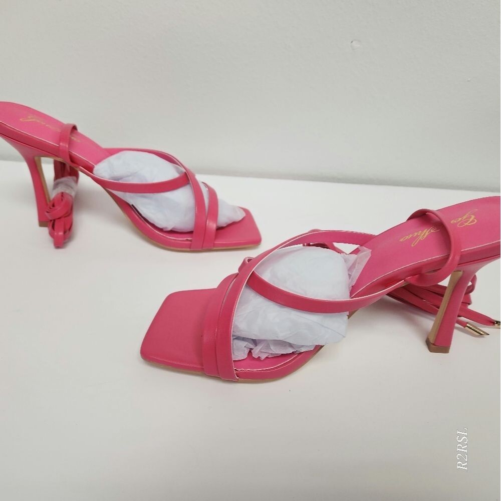 Genshuo hot pink strappy heels womens size 8 NIB